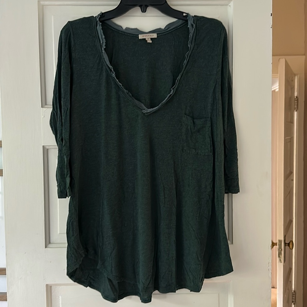 Bordeaux Green Long sleeve tshirt oversized -Size L